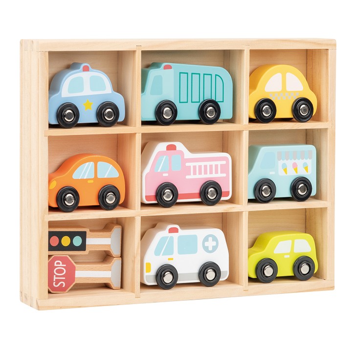 Lelin® Wooden Vehicle Set - 9 Pieces